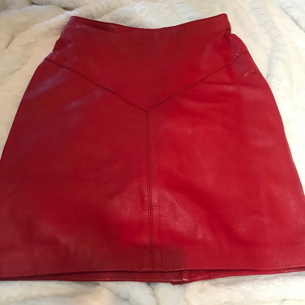 Tannery West Leather Red Mini Skirt - Size 4